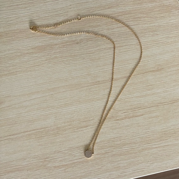 Nordstrom Pavé Disc Pendant Necklace - Gold | 18k gold plated pendant circle - Picture 4 of 5